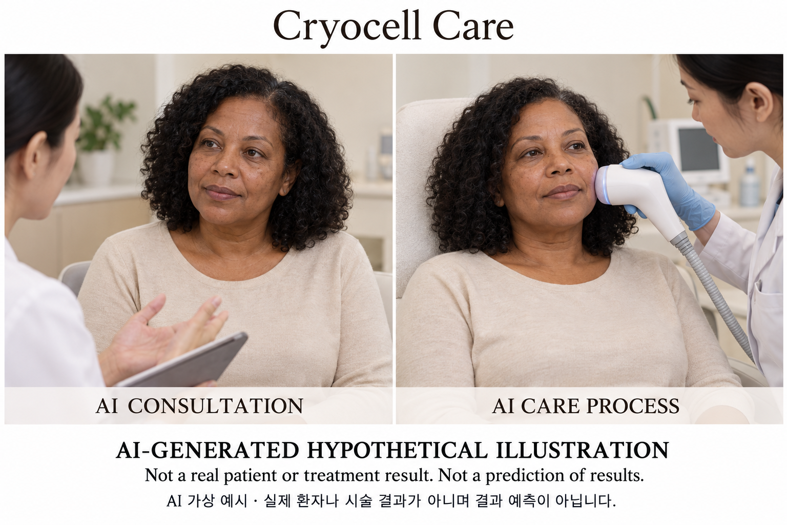 虛構AI示例，並非真實患者、治療結果或結果預測 — Cryocell 冷卻管理