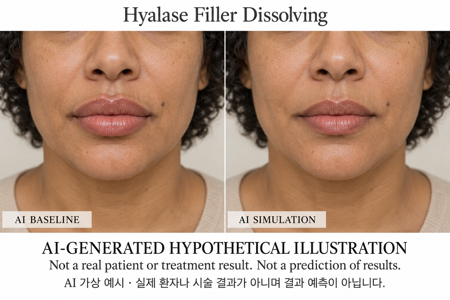 ภาพสมมติจาก AI ไม่ใช่ผู้ป่วยจริง ผลการรักษา หรือการคาดการณ์ — Hyalase สลายฟิลเลอร์