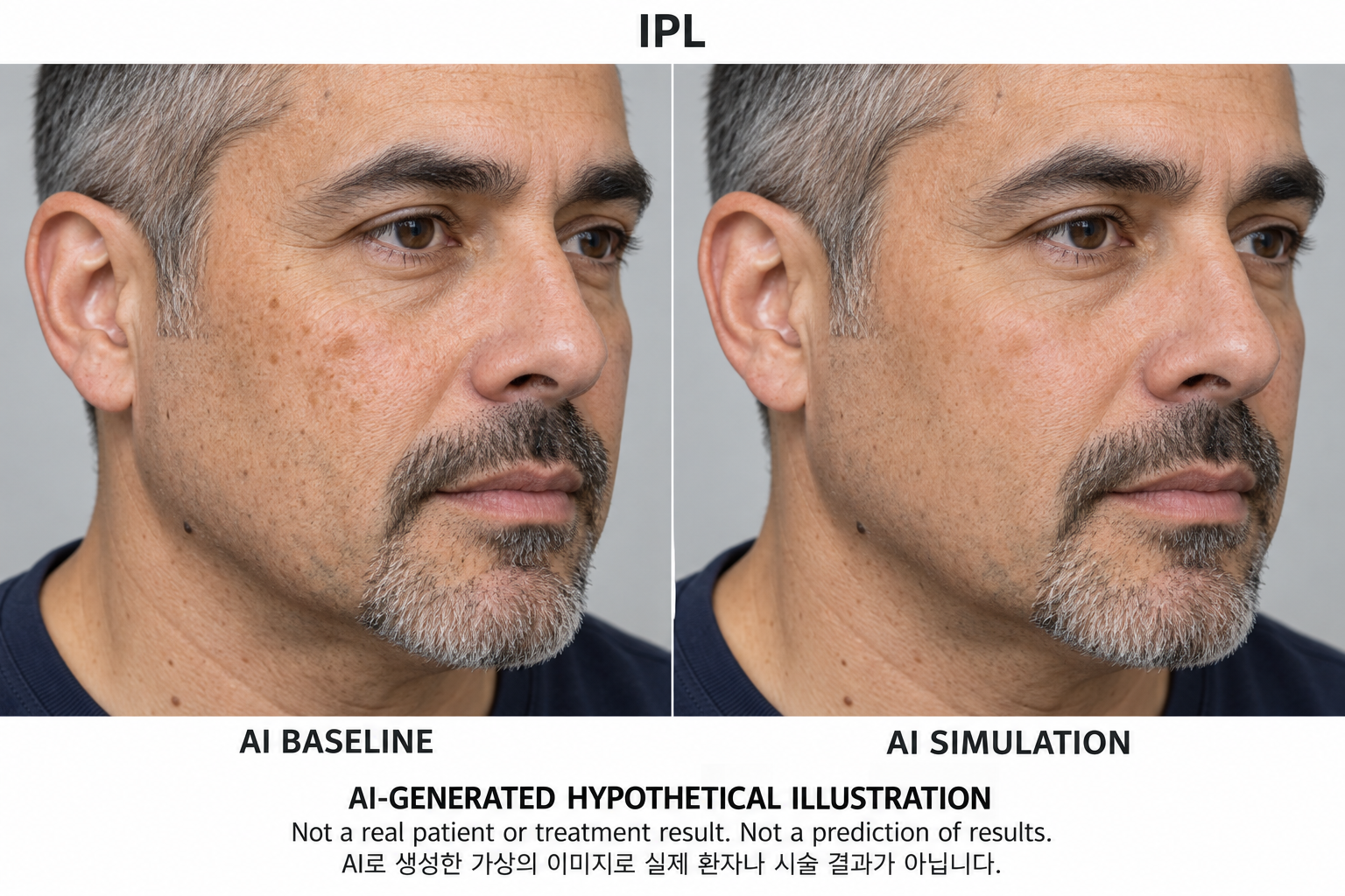 虛構AI示例,並非真實患者、治療結果或結果預測 — IPL 脈衝光