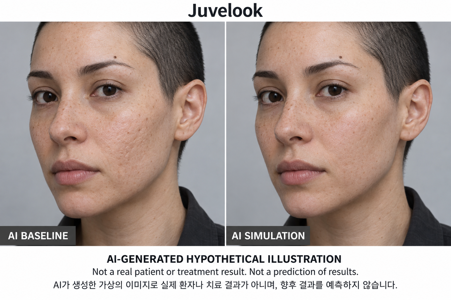 虛構AI示例,並非真實患者、治療結果或結果預測 — Juvelook 喬雅露
