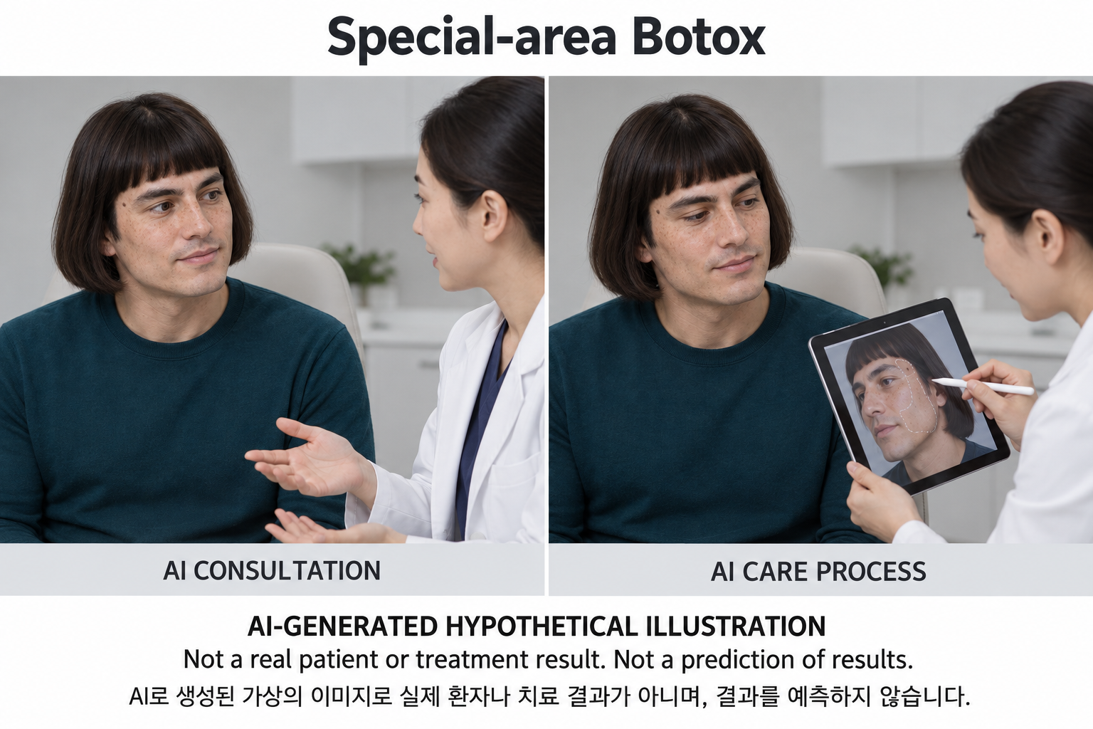 ภาพสมมติจาก AI ไม่ใช่ผู้ป่วยจริง ผลการรักษา หรือการคาดการณ์ — Botox เฉพาะจุด