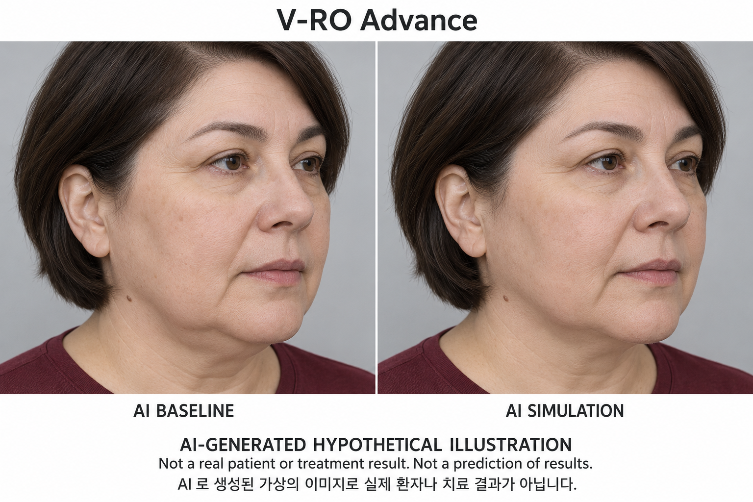 虛構AI示例,並非真實患者、治療結果或結果預測 — V-RO Advance 音波電波